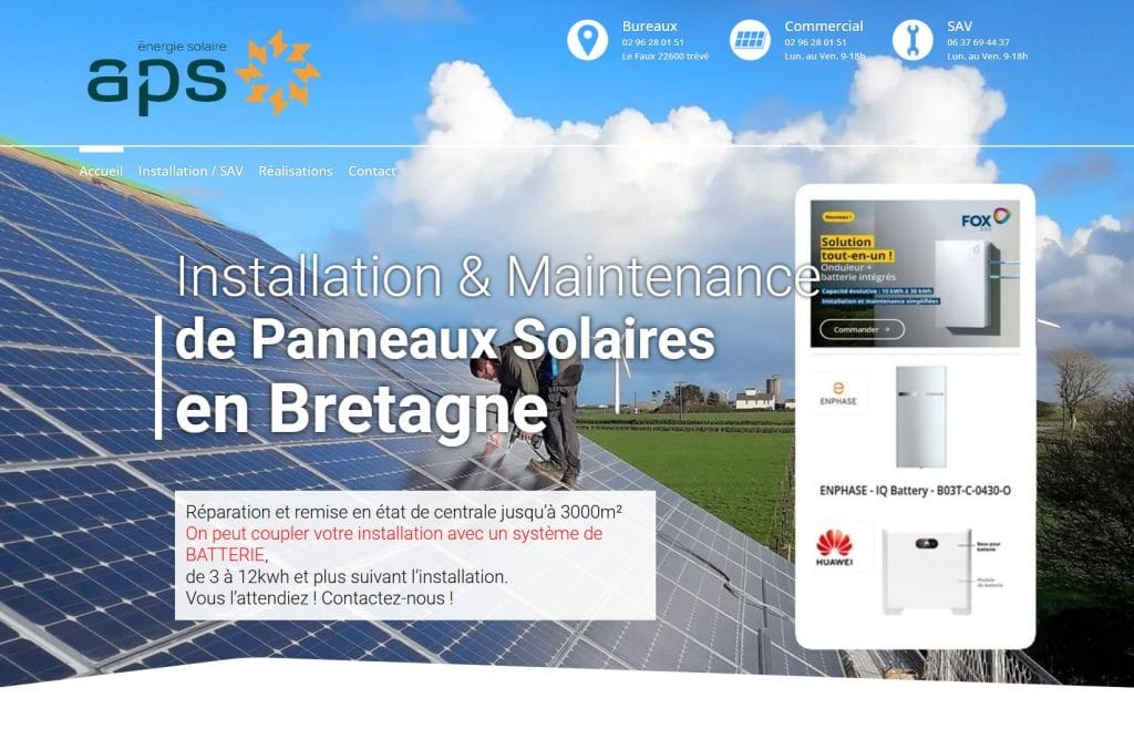 Création site internet pour Armor Panneaux Solaires en Bretagne