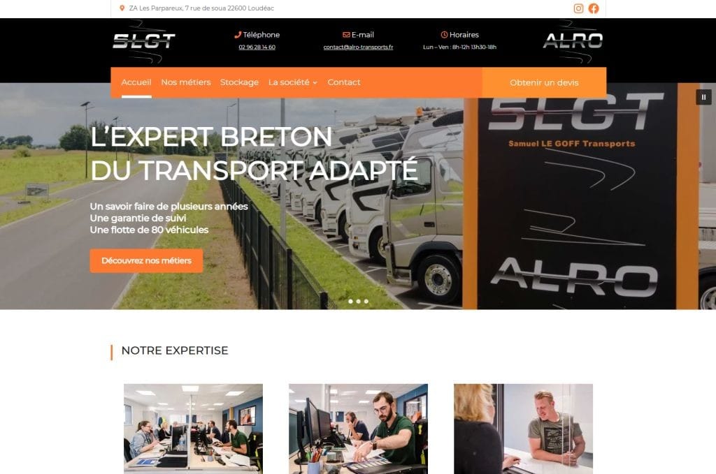 Création site internet pour SLGT ALRO Transports à Loudéac